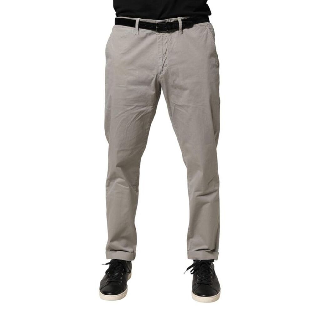 Jeckerson Cotton Stretch Tapered Fit Chino Trouser Pants Men Gray Bottoms